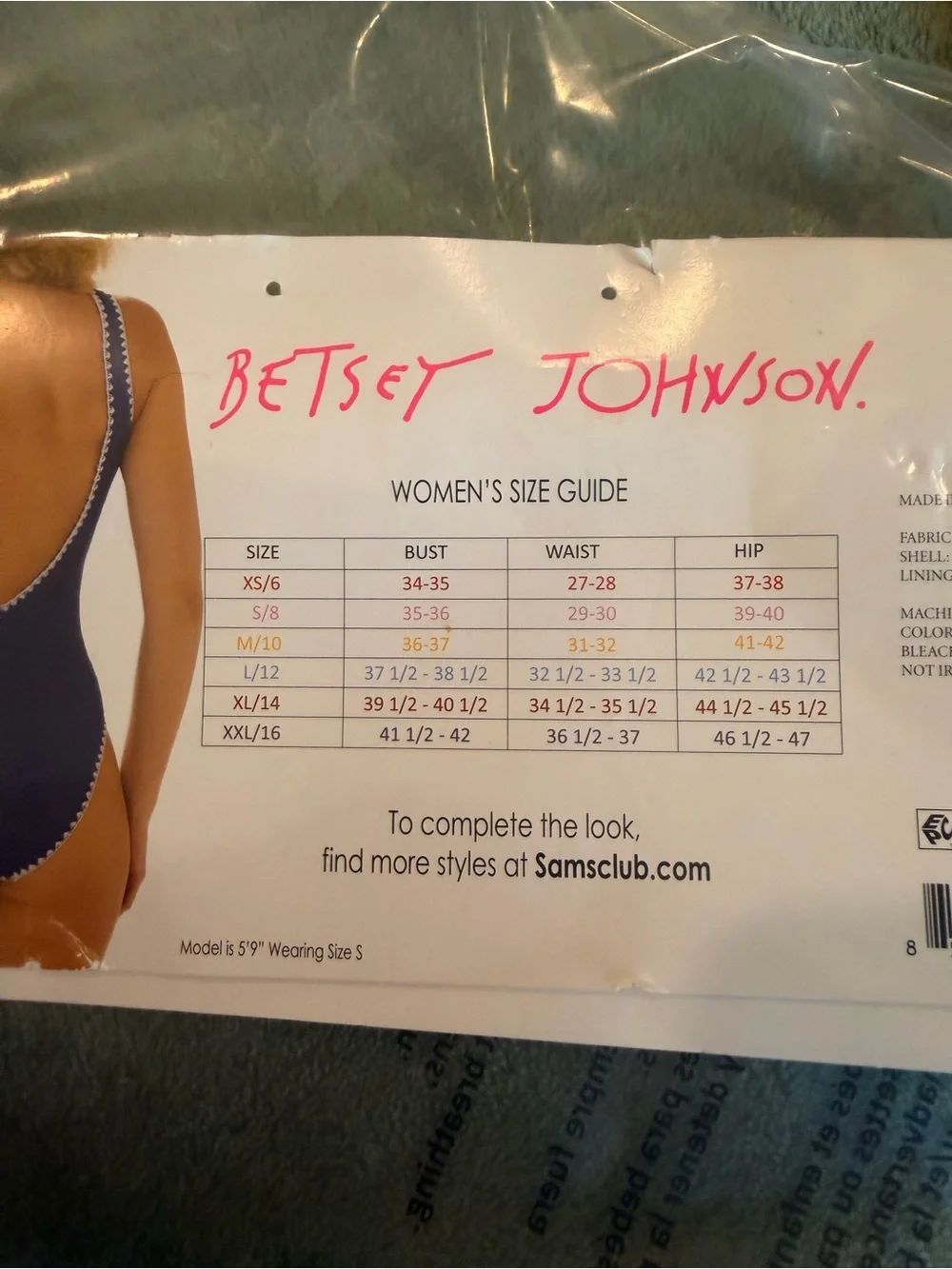 Betsey Johnson Women XL Blue One Piece Swimsuit White Crochet Trim UPF 50+